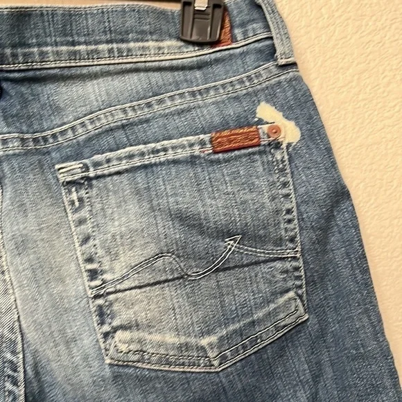 Seven 7 for all mankind distressed sz 28 peddle pusher capri jeans - Picture 5 of 6